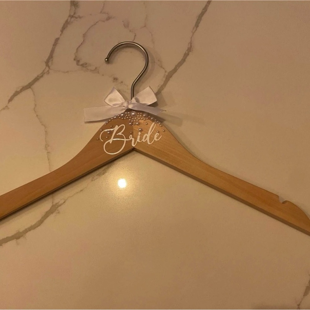 Bride Wooden Hanger with White Bow